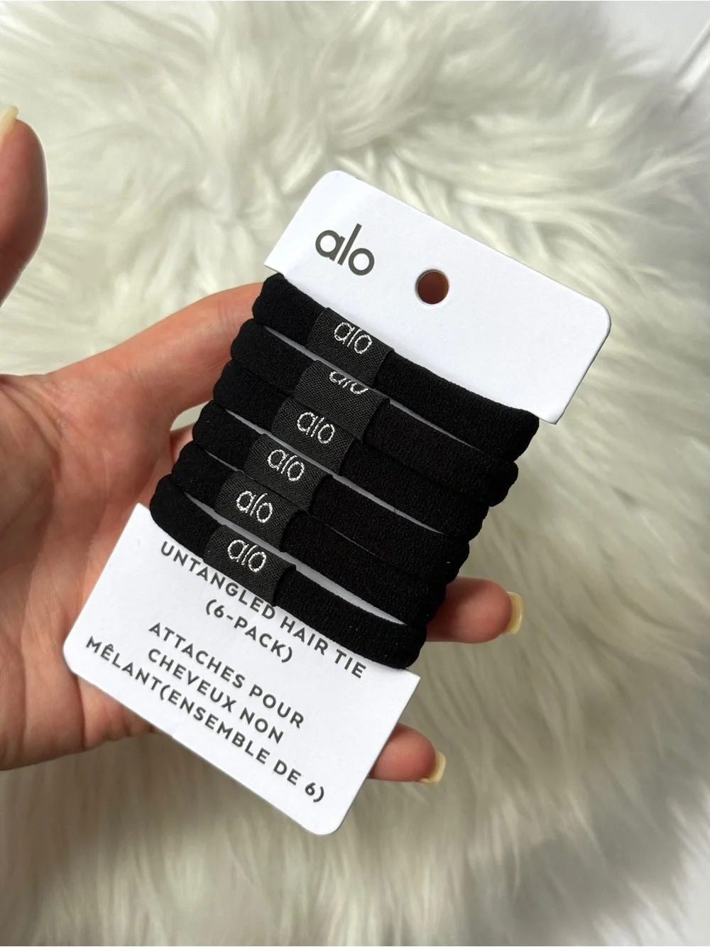 Alo Yoga Black Untangled Hair Tie Set (6-Pack) New